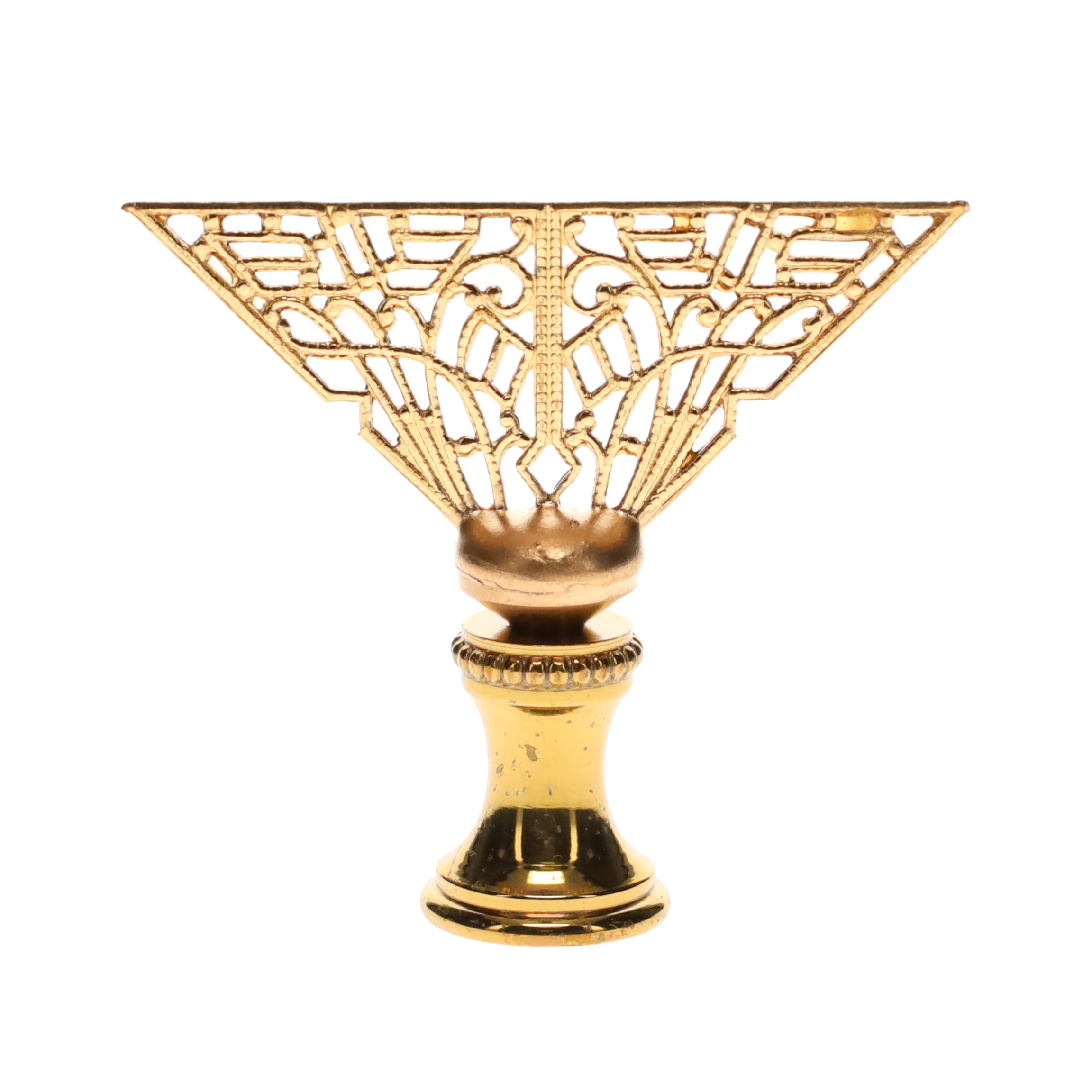 1-3/4" Tall Brass Finial, Filigree Fan, 1/4-27F Tap (15189)