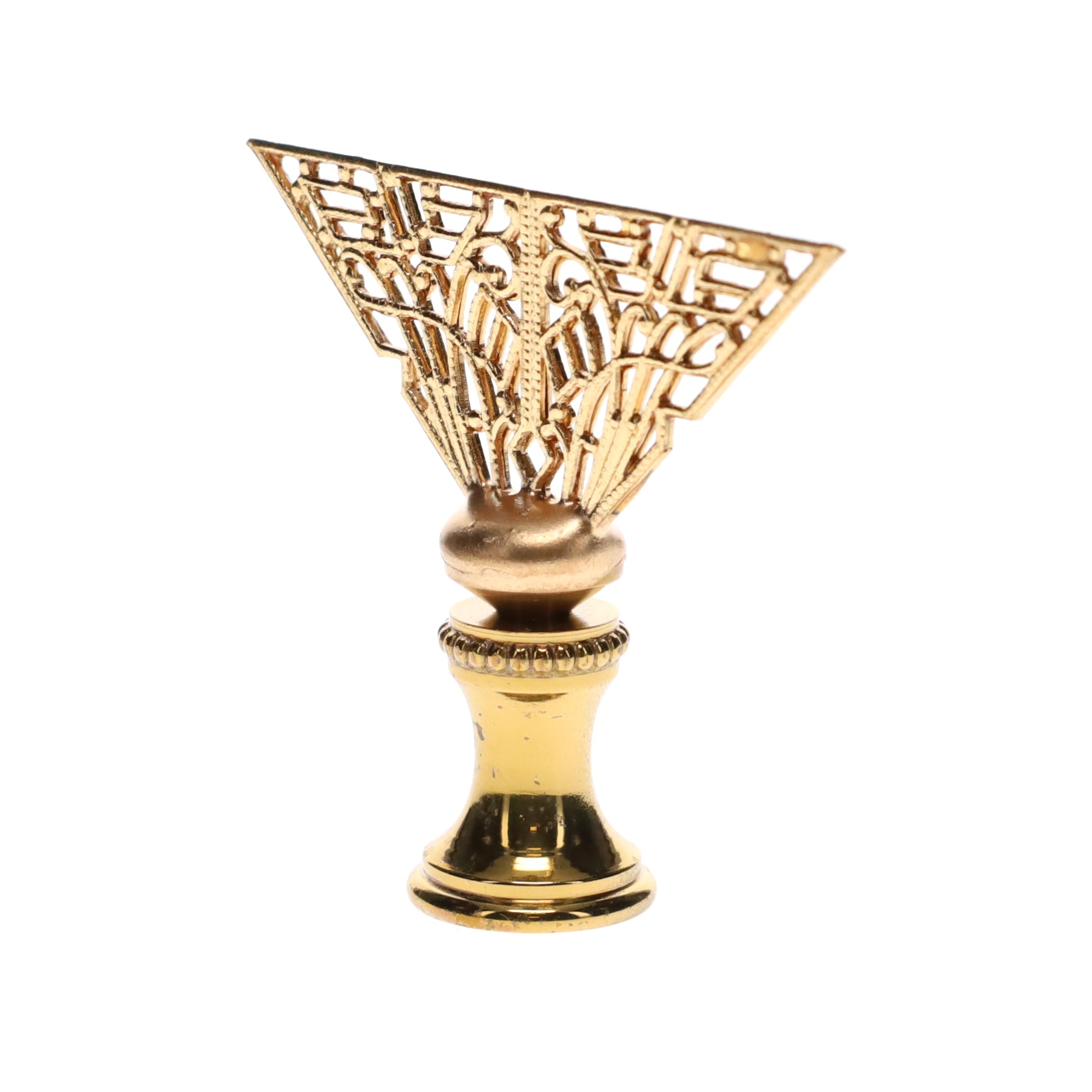 1-3/4" Tall Brass Finial, Filigree Fan, 1/4-27F Tap (15189)
