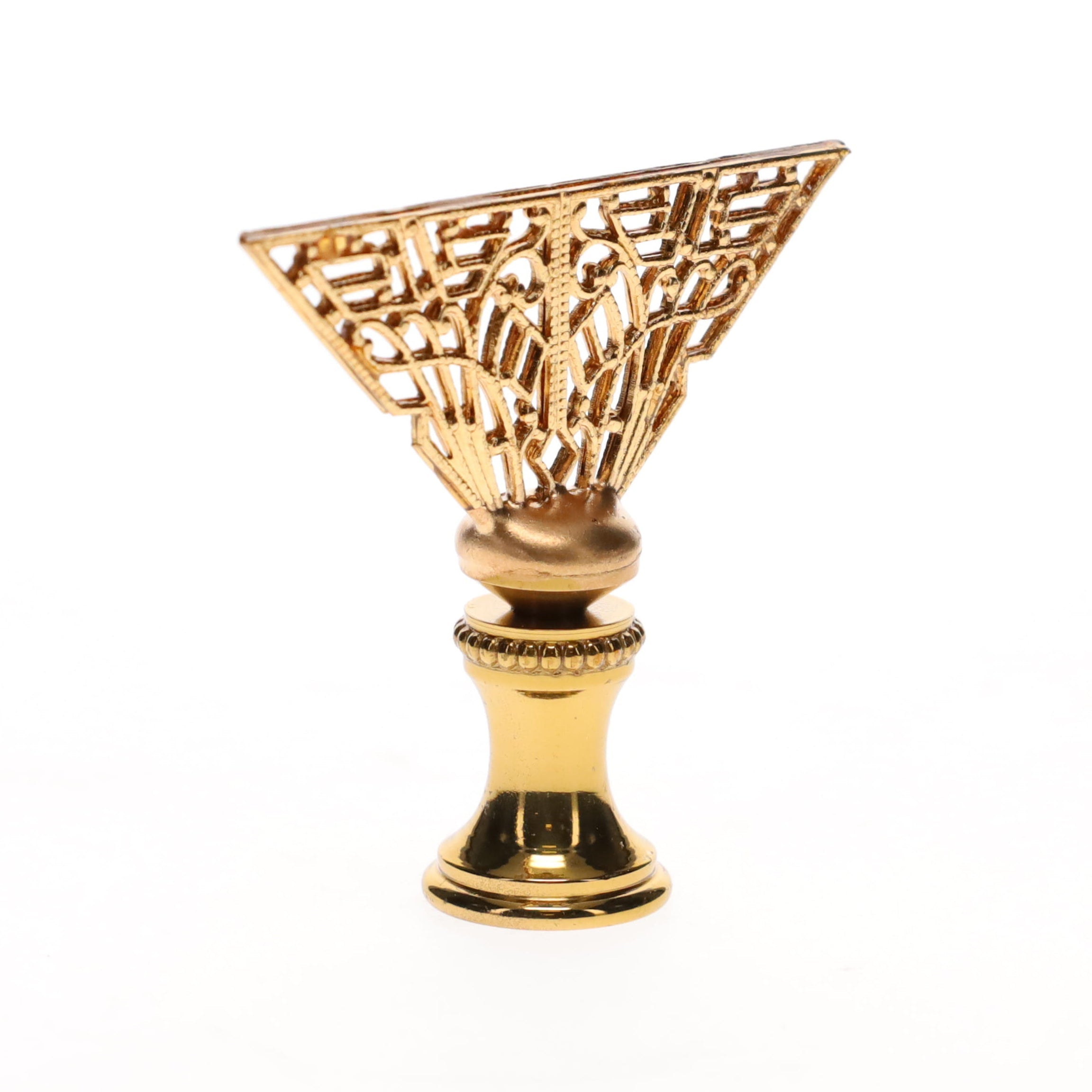 1-3/4" Tall Brass Finial, Filigree Fan, 1/4-27F Tap (15189)