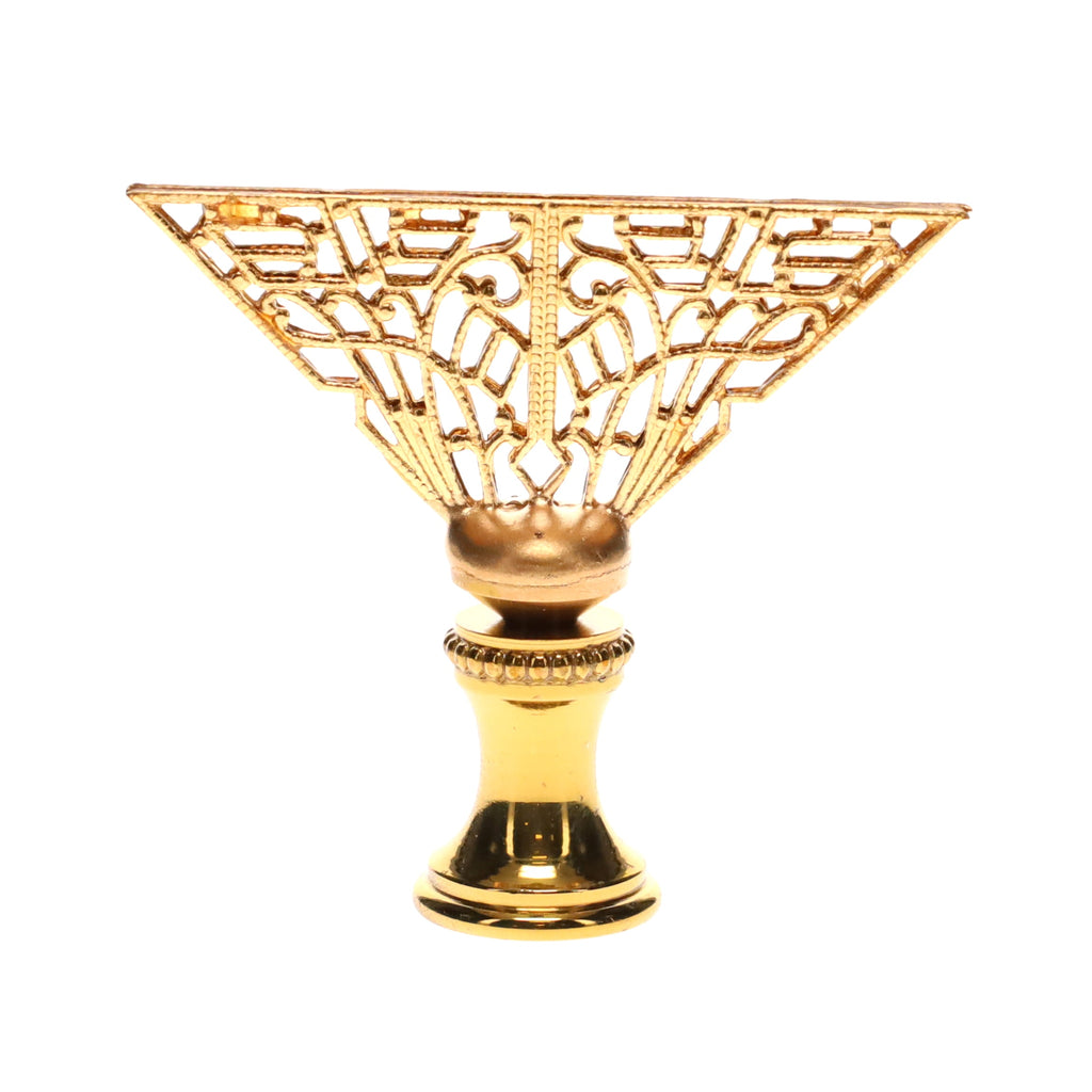 1-3/4" Tall Brass Finial, Filigree Fan, 1/4-27F Tap (15189)
