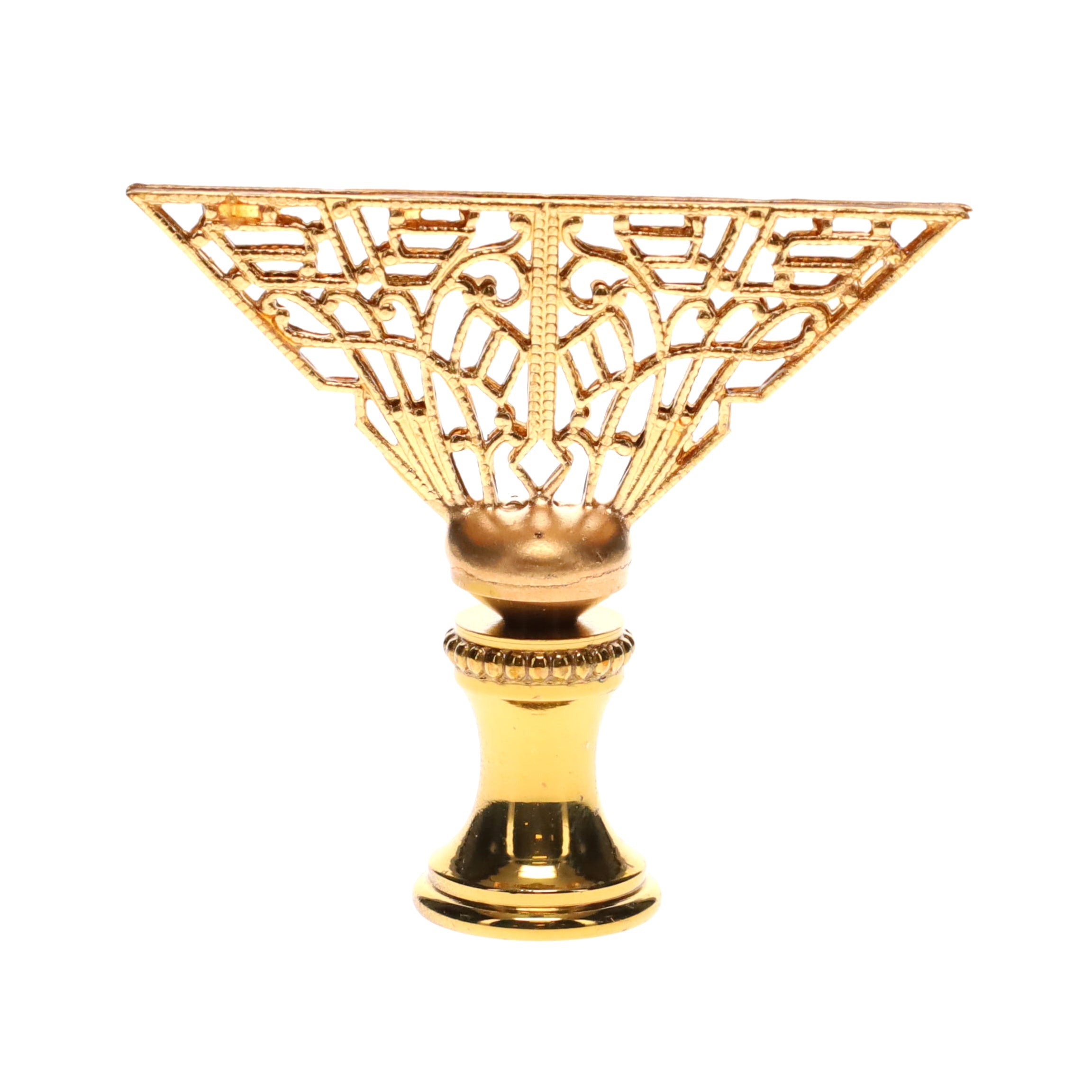 1-3/4" Tall Brass Finial, Filigree Fan, 1/4-27F Tap (15189)