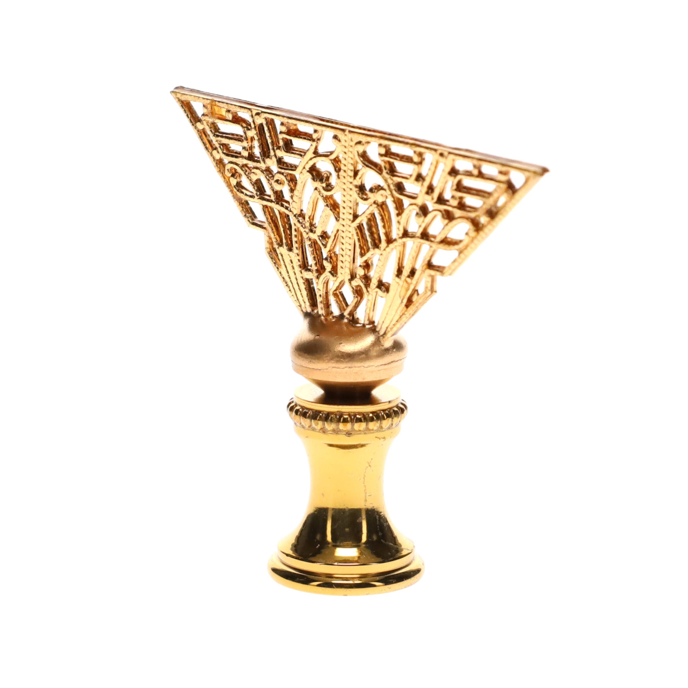 1-3/4" Tall Brass Finial, Filigree Fan, 1/4-27F Tap (15189)