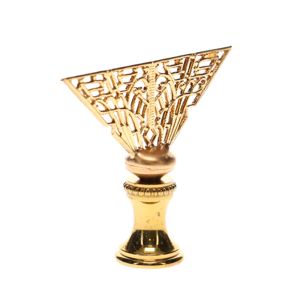 1-3/4" Tall Brass Finial, Filigree Fan, 1/4-27F Tap (15189)