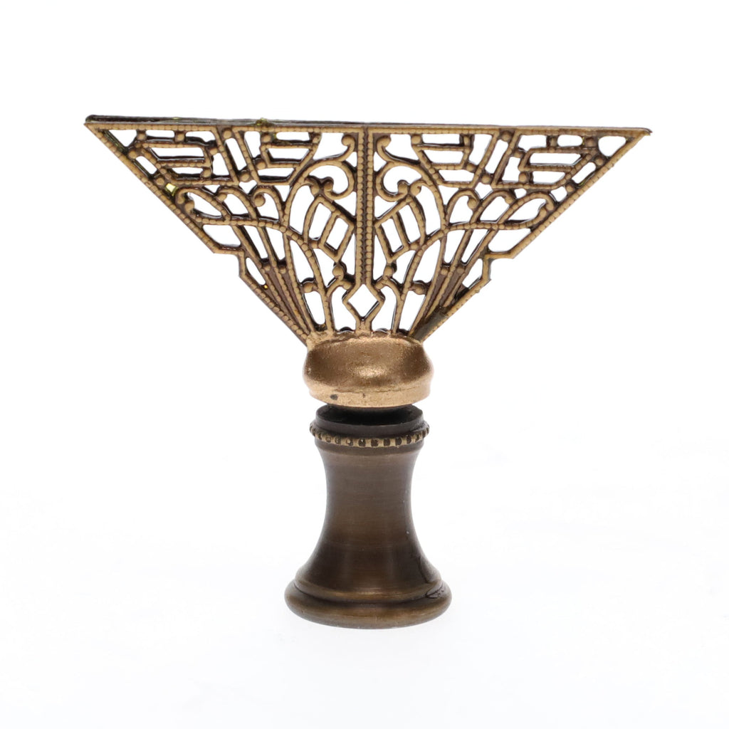 1-3/4" Tall Brass Finial, Filigree Fan, Bronze Finish, 1/4-27F Tap (15189BR)