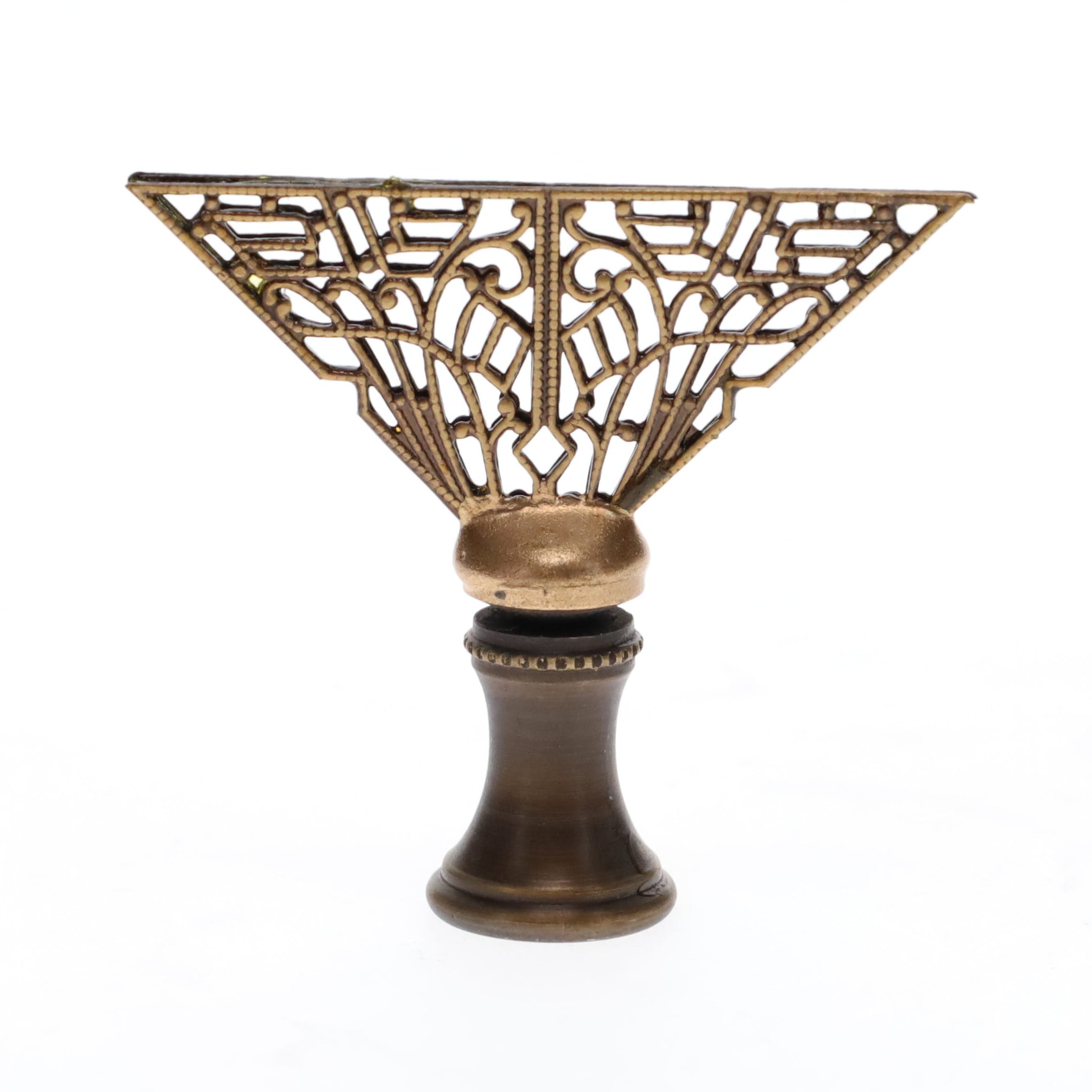 1-3/4" Tall Brass Finial, Filigree Fan, Bronze Finish, 1/4-27F Tap (15189BR)