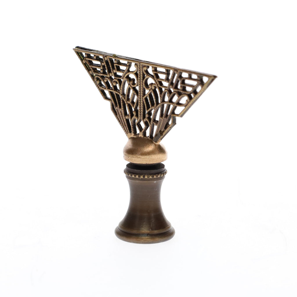 1-3/4" Tall Brass Finial, Filigree Fan, Bronze Finish, 1/4-27F Tap (15189BR)