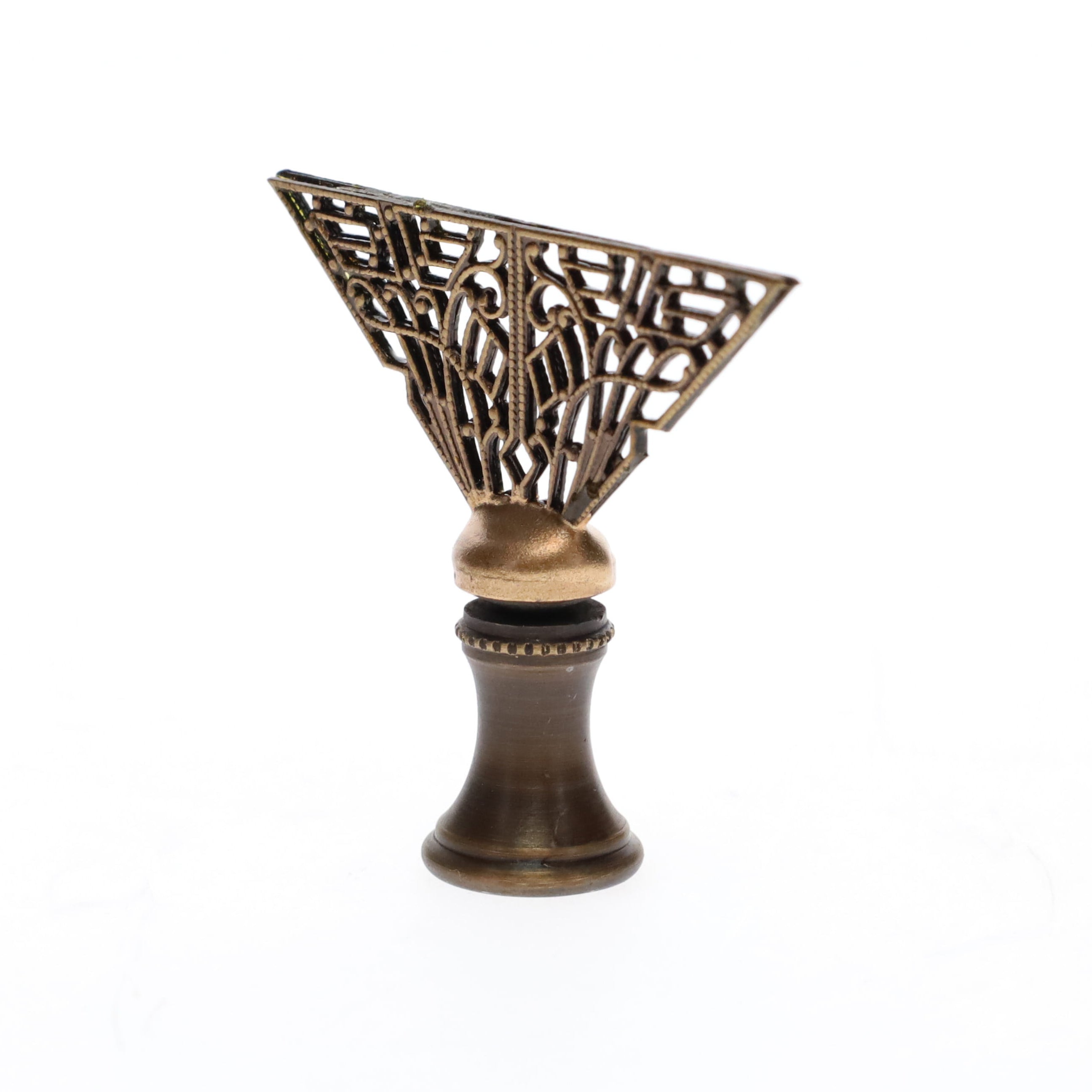 1-3/4" Tall Brass Finial, Filigree Fan, Bronze Finish, 1/4-27F Tap (15189BR)