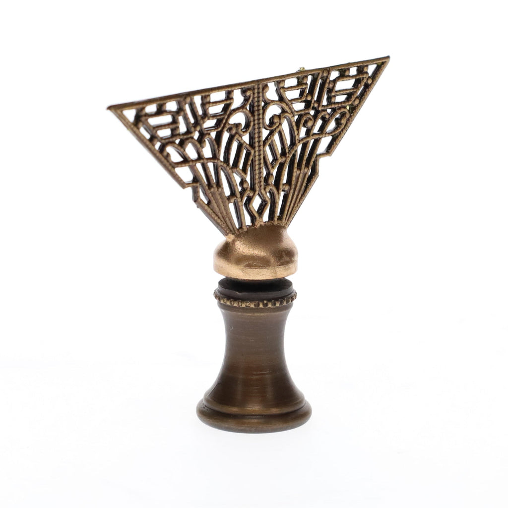 1-3/4" Tall Brass Finial, Filigree Fan, Bronze Finish, 1/4-27F Tap (15189BR)