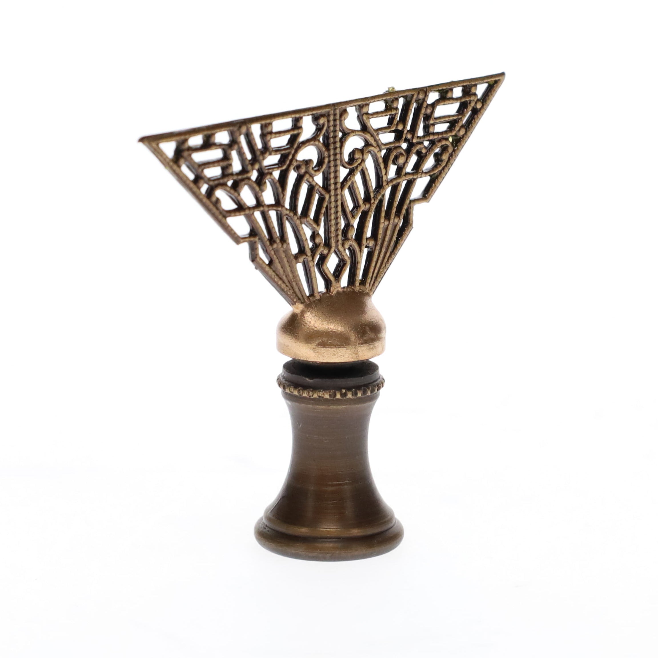 1-3/4" Tall Brass Finial, Filigree Fan, Bronze Finish, 1/4-27F Tap (15189BR)