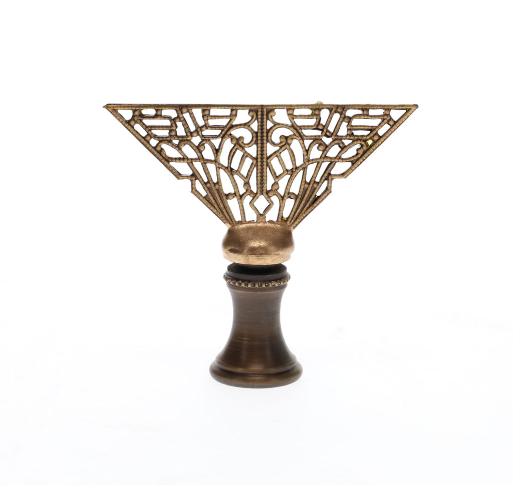 1-3/4" Tall Brass Finial, Filigree Fan, Bronze Finish, 1/4-27F Tap (15189BR)