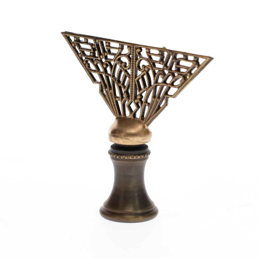 1-3/4" Tall Brass Finial, Filigree Fan, Bronze Finish, 1/4-27F Tap (15189BR)