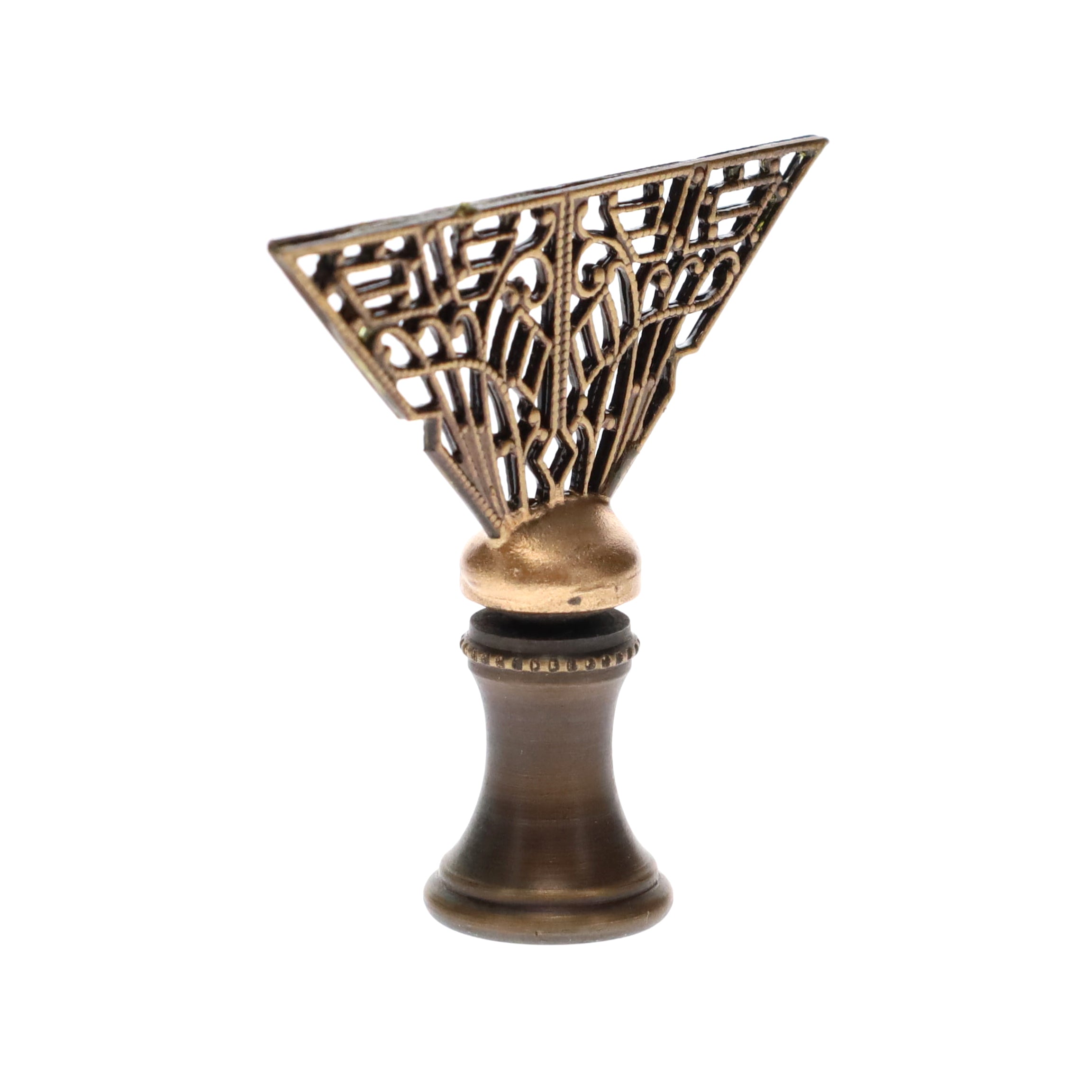 1-3/4" Tall Brass Finial, Filigree Fan, Bronze Finish, 1/4-27F Tap (15189BR)