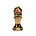 1-5/16" Tall Brass Finial, 0.48" Porcelain Bead with Black Cloisonné Floral Pattern, 1/4-27F Tap (15193)
