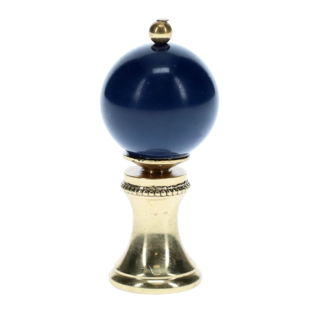 1-3/4" Tall Brass Finial, 3/4" Diameter Dark Blue Ceramic Ball, 1/4-27F Tap (15196DB)