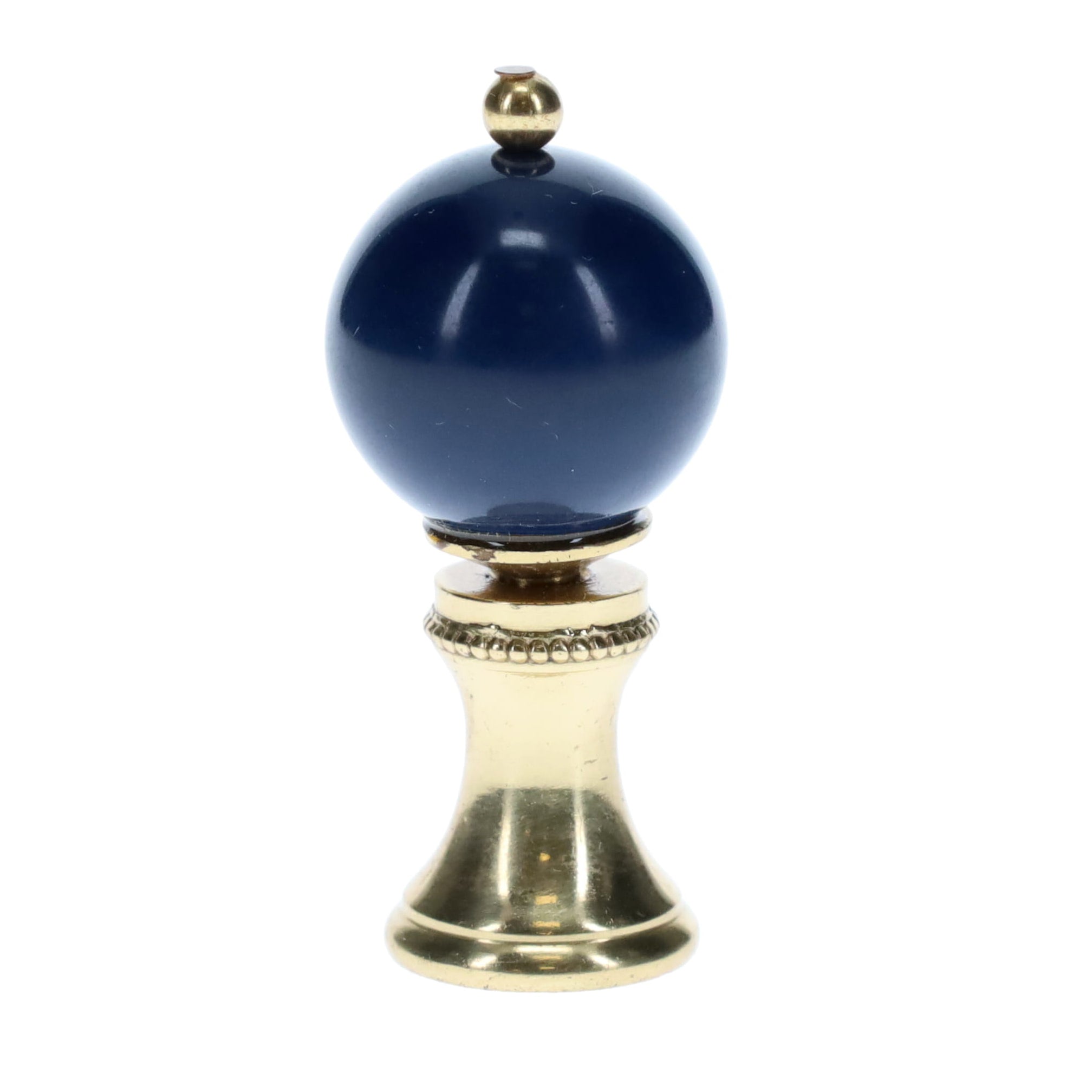 1-3/4" Tall Brass Finial, 3/4" Diameter Dark Blue Ceramic Ball, 1/4-27F Tap (15196DB)