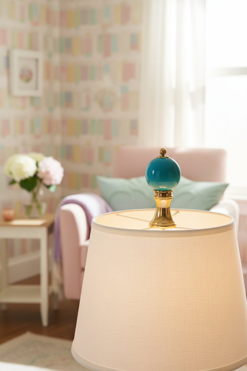 1-3/4" Tall Brass Finial, 3/4" Diameter Turquoise Ceramic Ball, 1/4-27F Tap (15196TU)