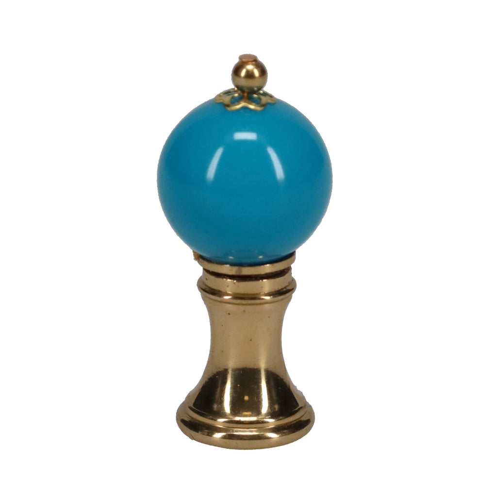 1-3/4" Tall Brass Finial, 3/4" Diameter Turquoise Ceramic Ball, 1/4-27F Tap (15196TU)