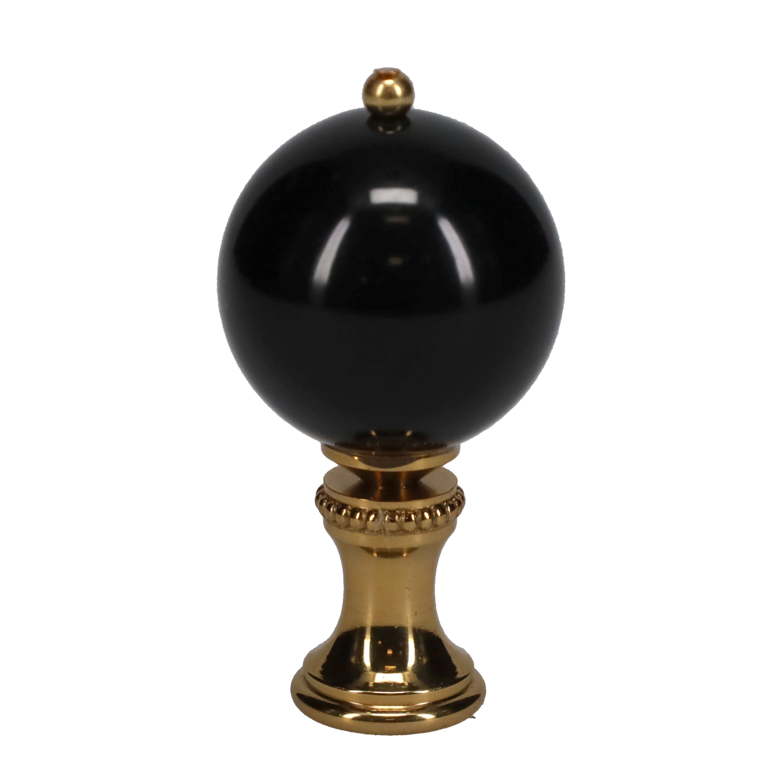 2" Tall Brass Finial, 1-1/16" Diameter Black Ceramic Ball, 1/4-27F Tap (15197BK)