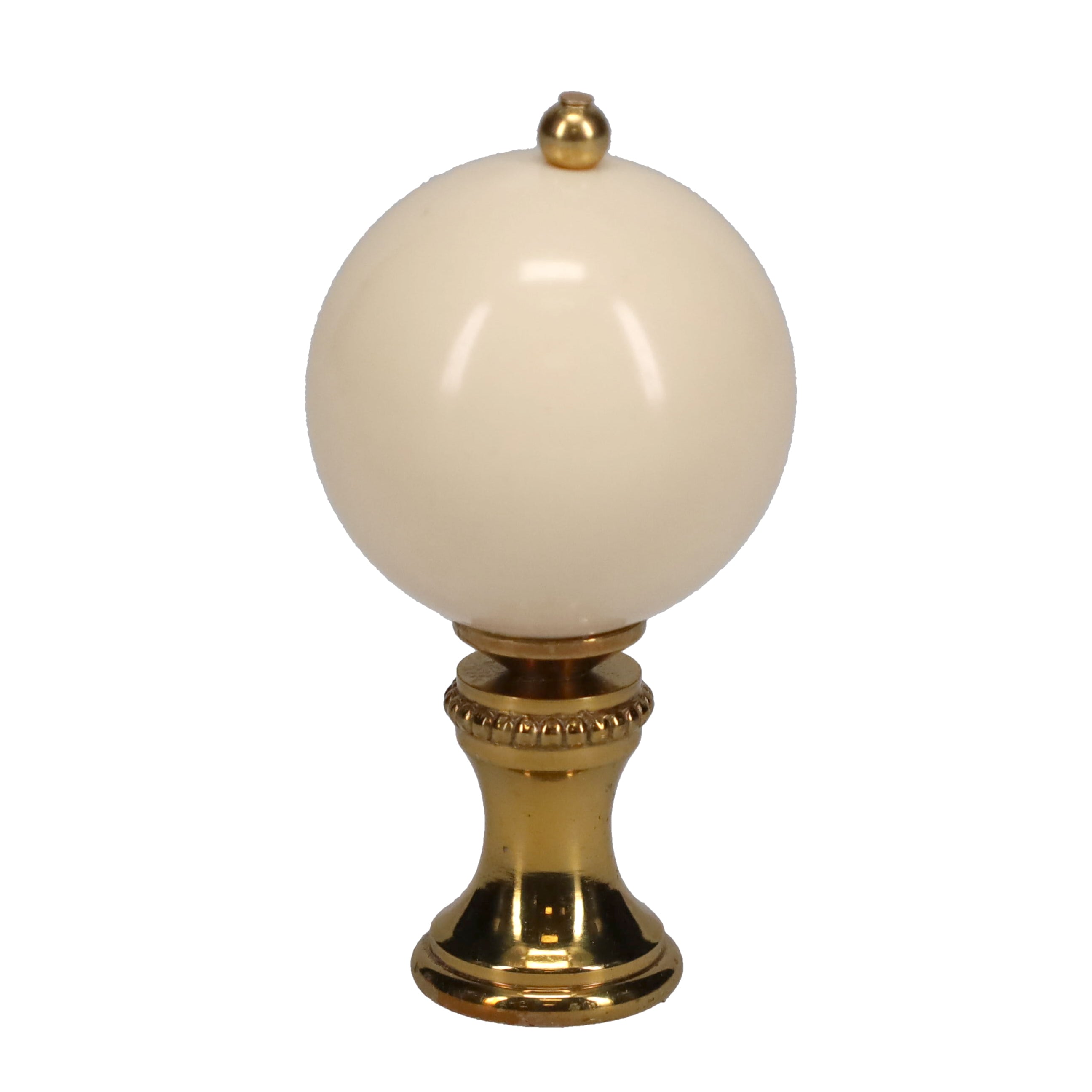 2" Tall Brass Finial, 1-1/16" Diameter White Ceramic Ball, 1/4-27F Tap (15197WH)