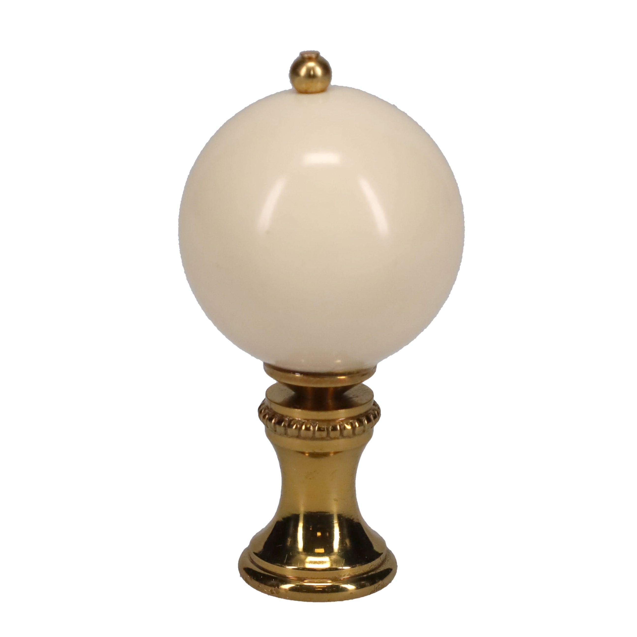 2" Tall Brass Finial, 1-1/16" Diameter White Ceramic Ball, 1/4-27F Tap (15197WH)