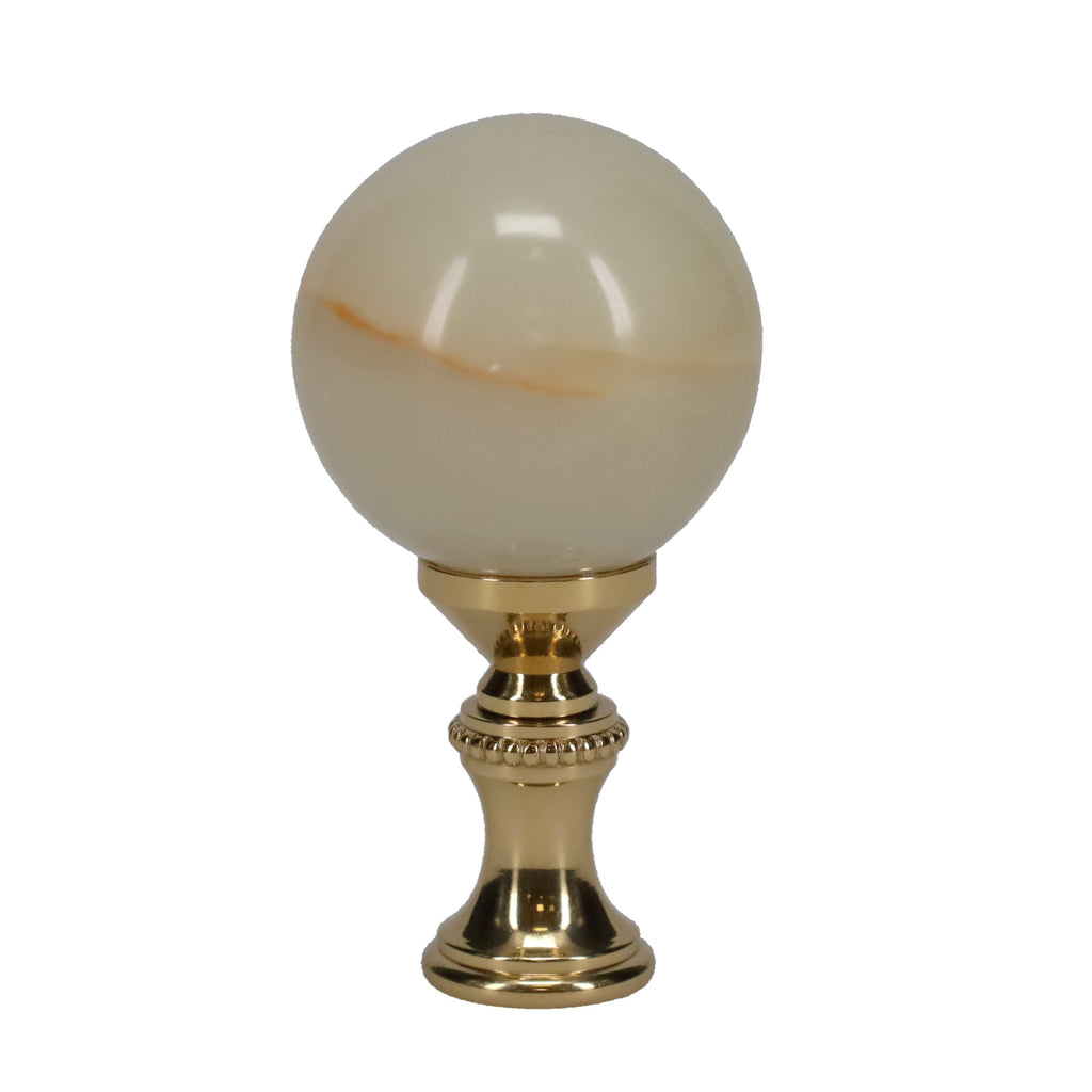 2-1/4" Tall Brass Finial, 1-1/4" Agate Stone Quartz, 1/4-27F Tap (15198)