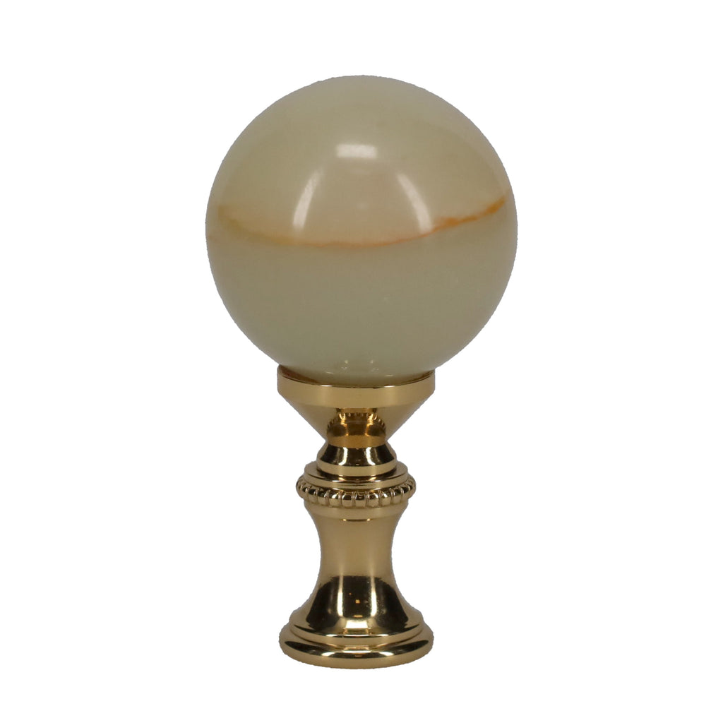 2-1/4" Tall Brass Finial, 1-1/4" Agate Stone Quartz, 1/4-27F Tap (15198)
