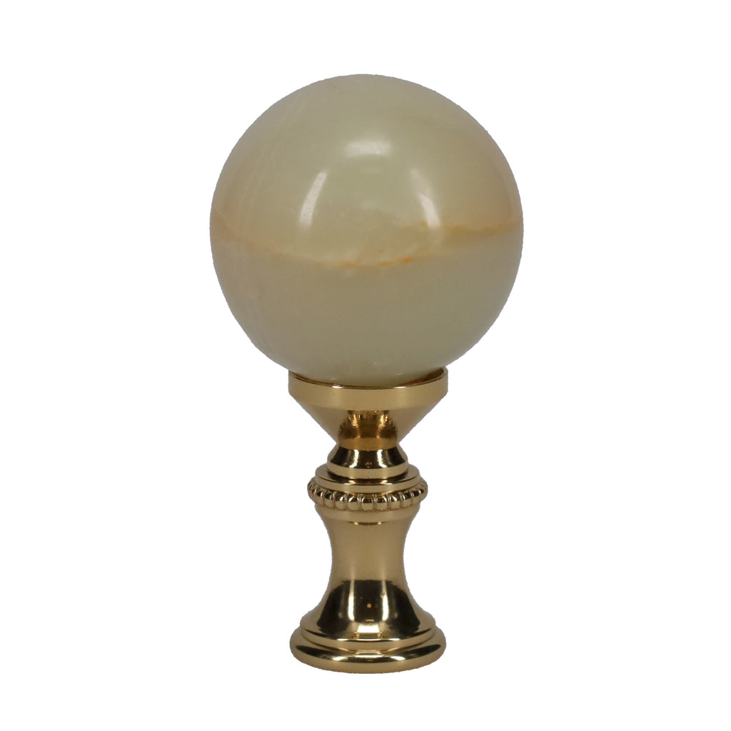 2-1/4" Tall Brass Finial, 1-1/4" Agate Stone Quartz, 1/4-27F Tap (15198)