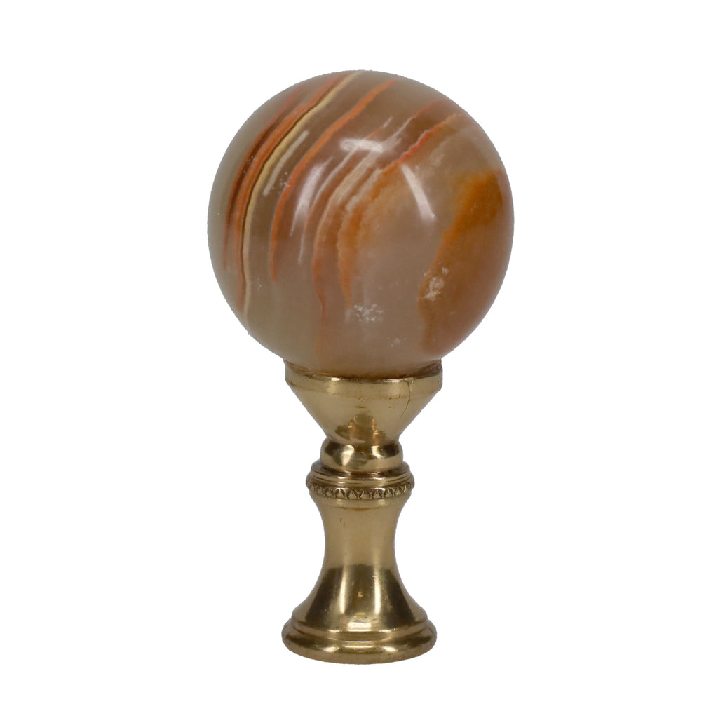2-1/4" Tall Brass Finial, 1-1/4" Agate Stone Quartz, 1/4-27F Tap (15198)