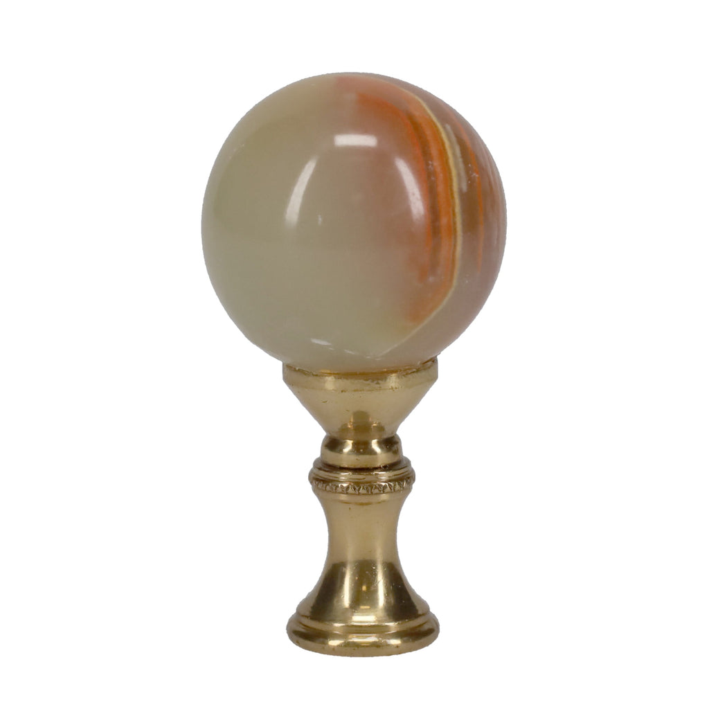 2-1/4" Tall Brass Finial, 1-1/4" Agate Stone Quartz, 1/4-27F Tap (15198)
