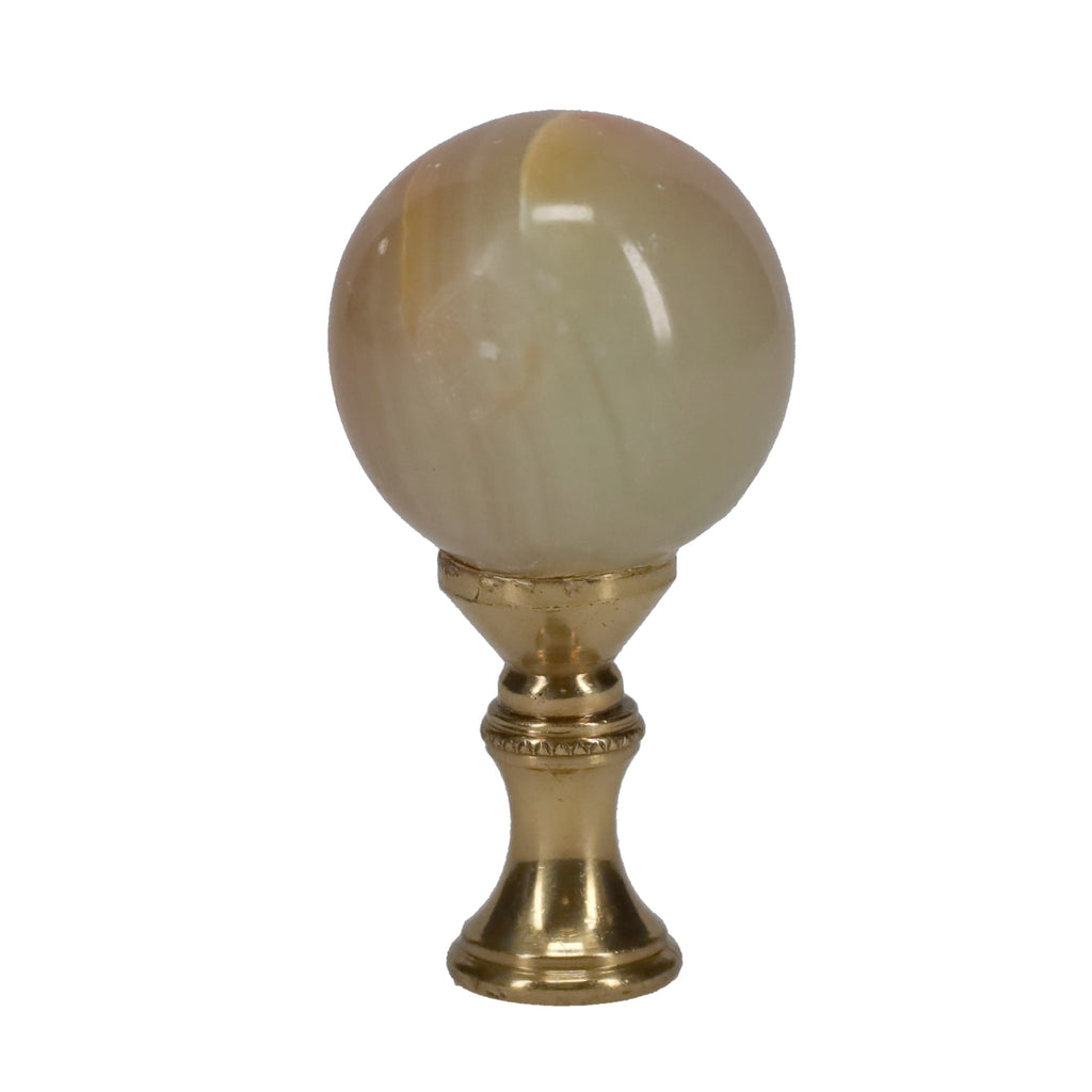 2-1/4" Tall Brass Finial, 1-1/4" Agate Stone Quartz, 1/4-27F Tap (15198)