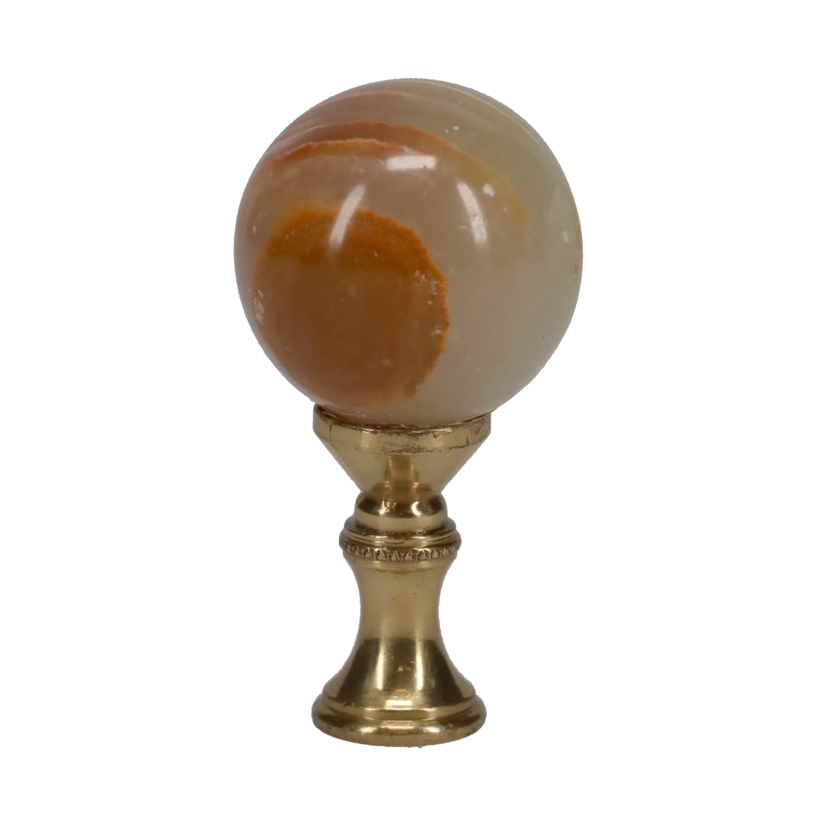 2-1/4" Tall Brass Finial, 1-1/4" Agate Stone Quartz, 1/4-27F Tap (15198)