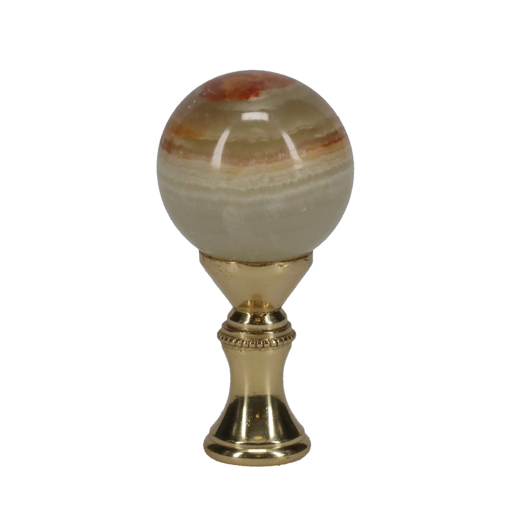 2-1/4" Tall Brass Finial, 1-1/8" Agate Stone Quartz, 1/4-27F Tap (15199)