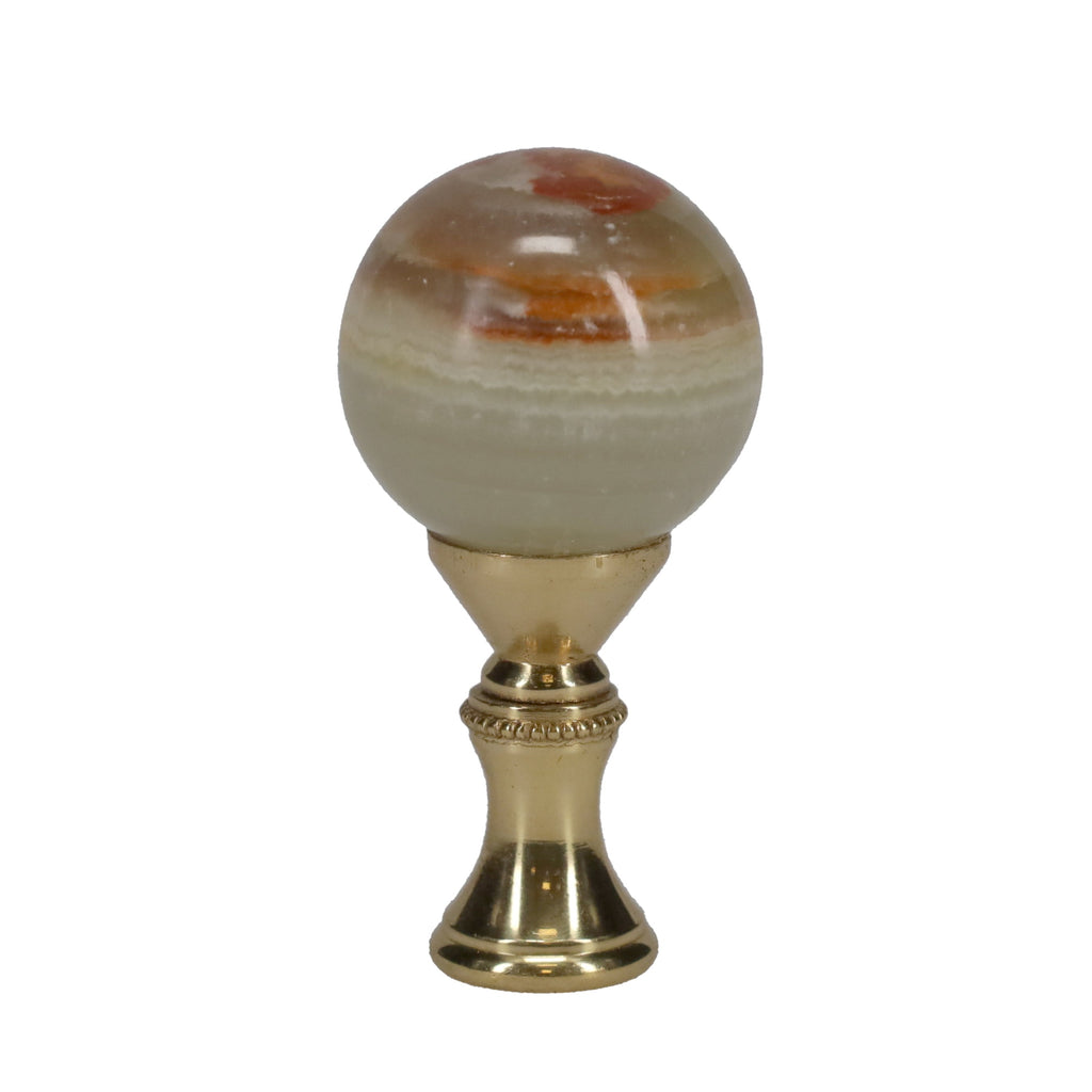 2-1/4" Tall Brass Finial, 1-1/8" Agate Stone Quartz, 1/4-27F Tap (15199)