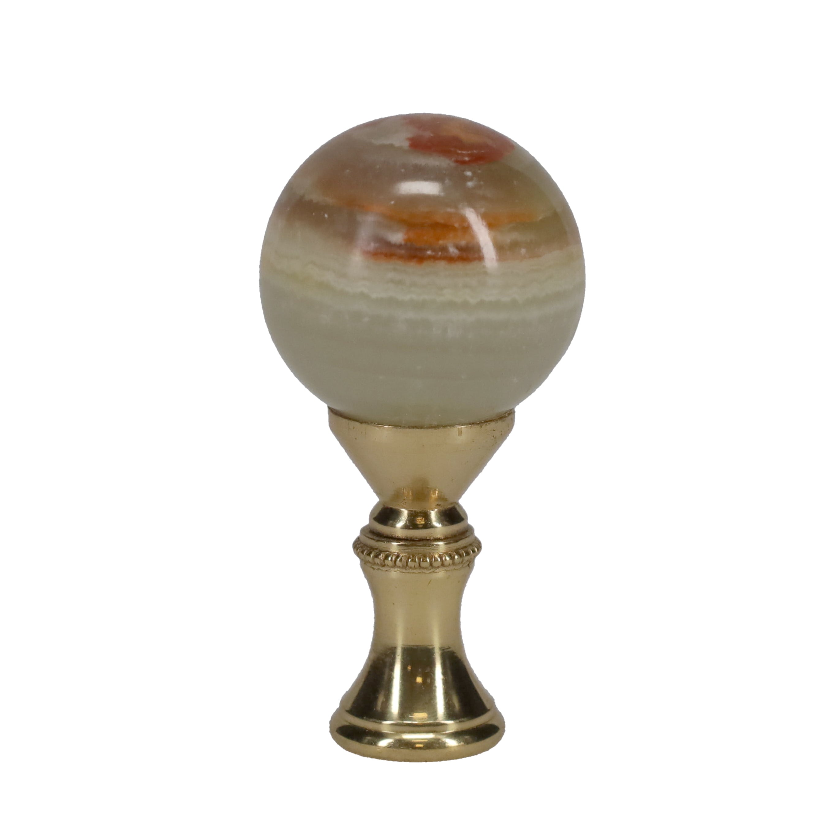 2-1/4" Tall Brass Finial, 1-1/8" Agate Stone Quartz, 1/4-27F Tap (15199)