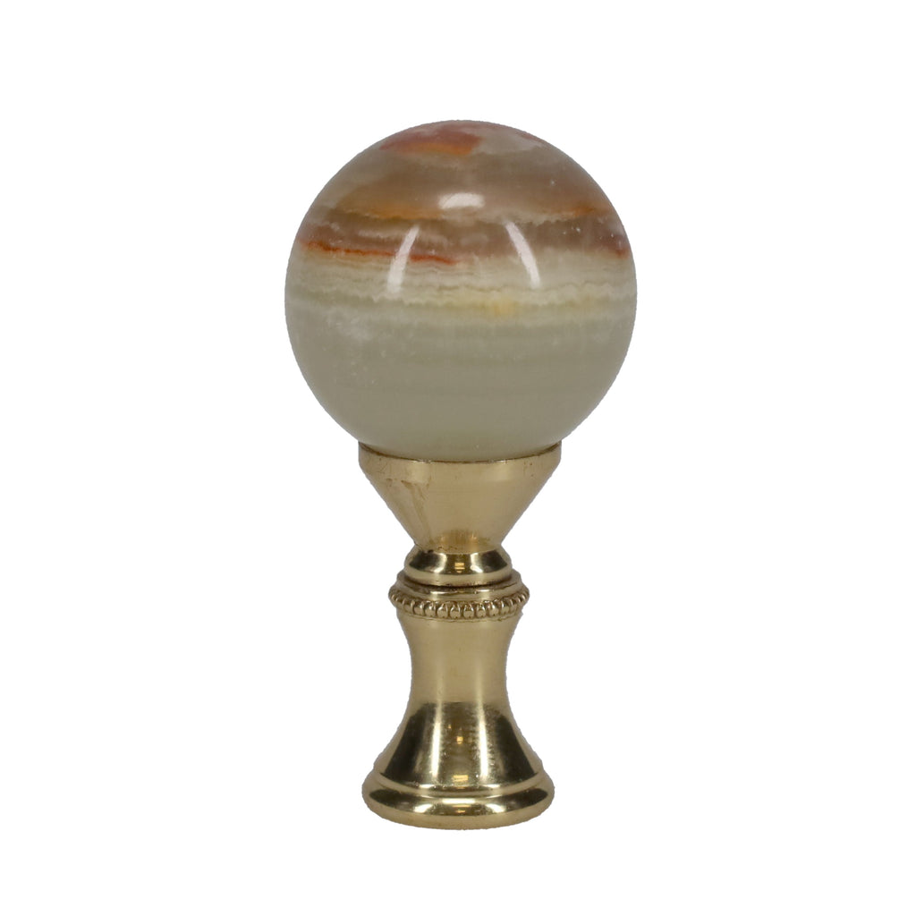 2-1/4" Tall Brass Finial, 1-1/8" Agate Stone Quartz, 1/4-27F Tap (15199)