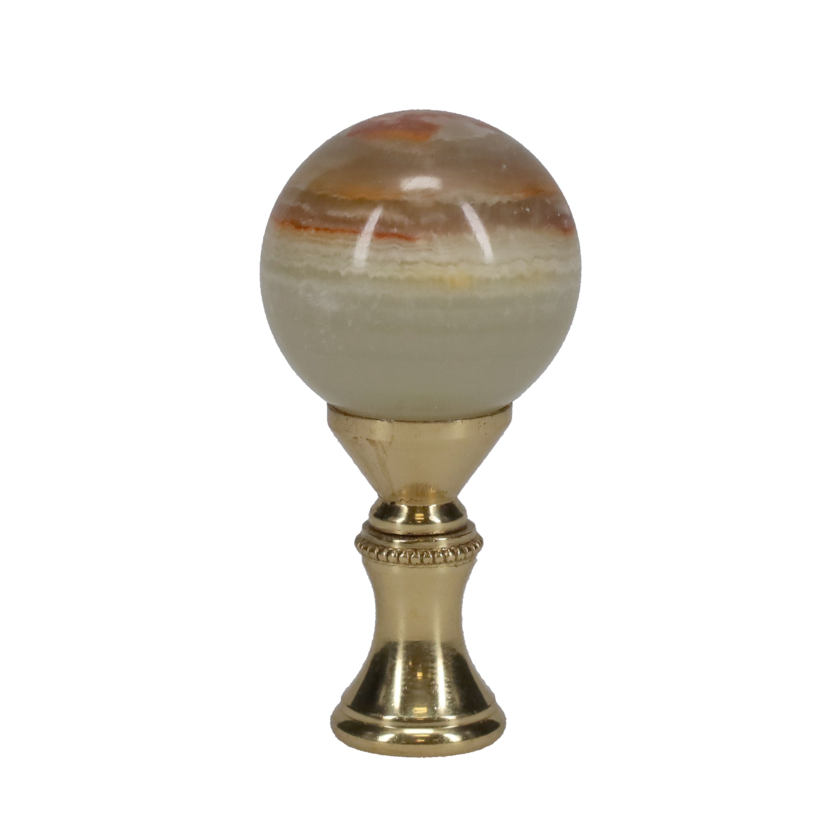 2-1/4" Tall Brass Finial, 1-1/8" Agate Stone Quartz, 1/4-27F Tap (15199)