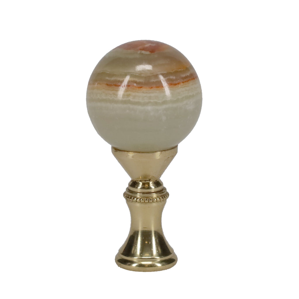 2-1/4" Tall Brass Finial, 1-1/8" Agate Stone Quartz, 1/4-27F Tap (15199)