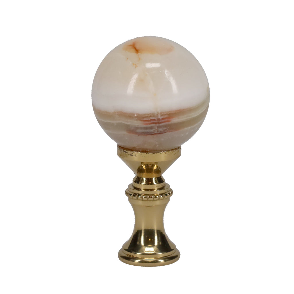 2-1/4" Tall Brass Finial, 1-1/8" Agate Stone Quartz, 1/4-27F Tap (15199)