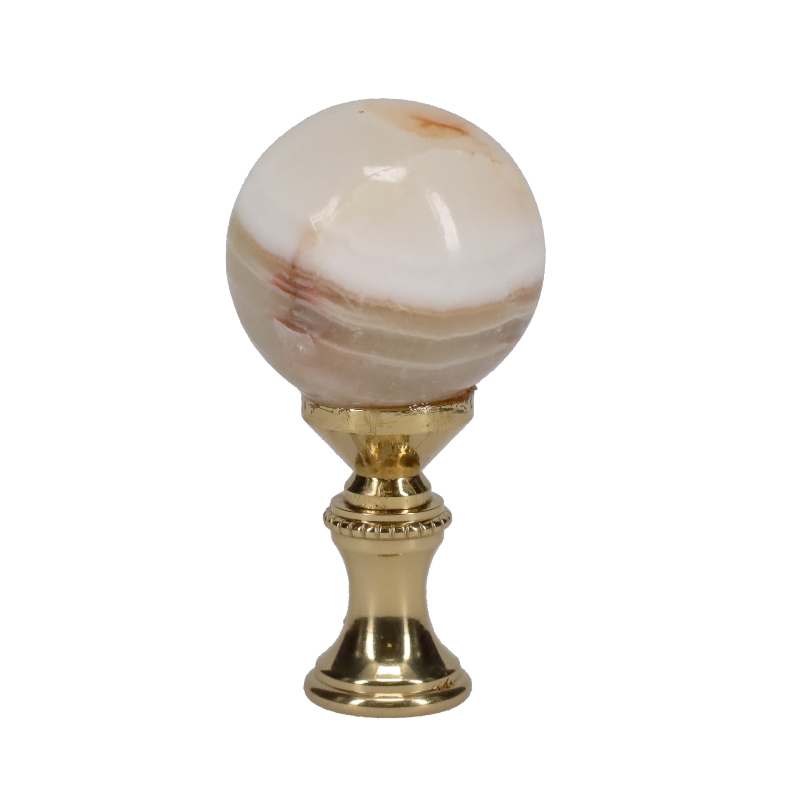 2-1/4" Tall Brass Finial, 1-1/8" Agate Stone Quartz, 1/4-27F Tap (15199)