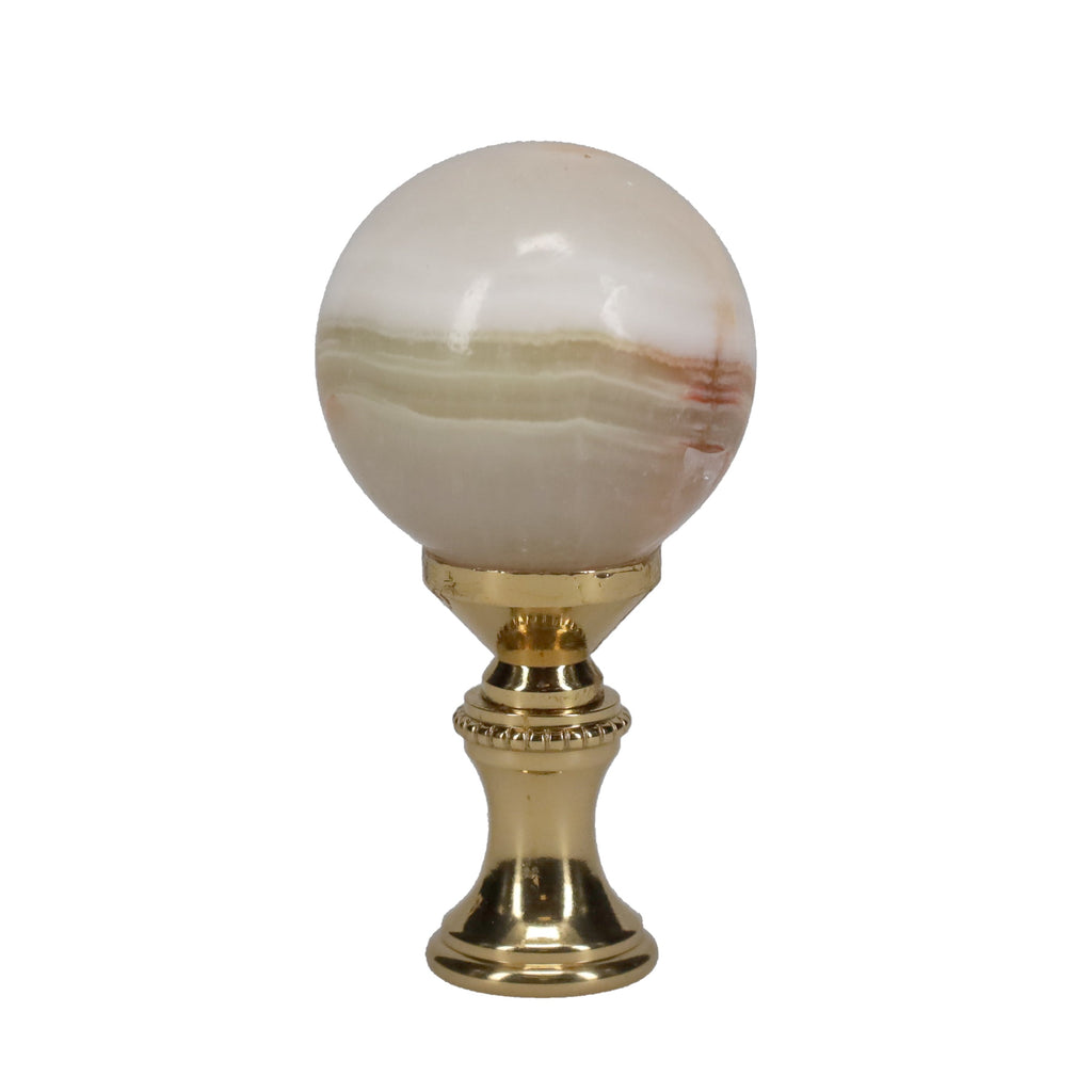 2-1/4" Tall Brass Finial, 1-1/8" Agate Stone Quartz, 1/4-27F Tap (15199)