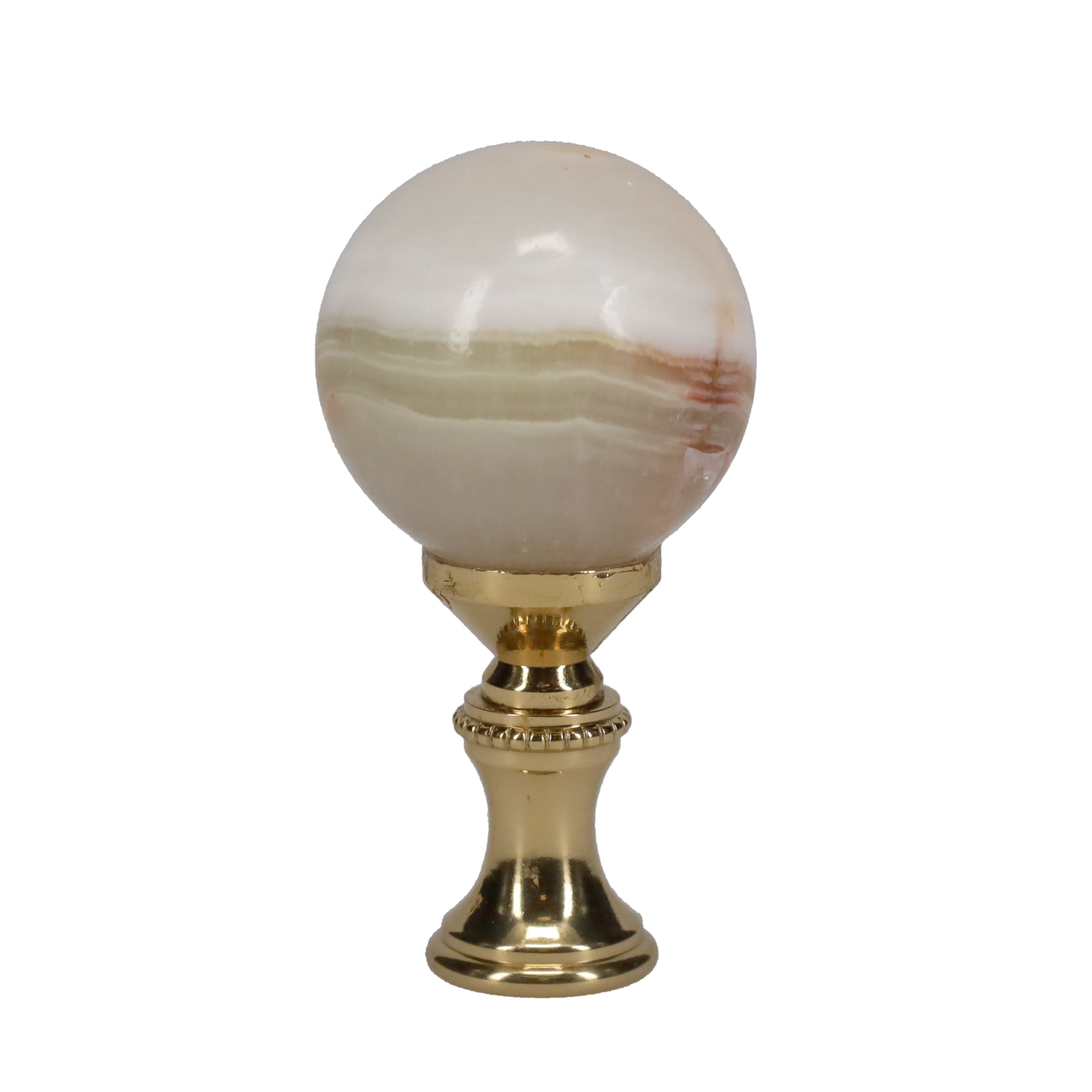 2-1/4" Tall Brass Finial, 1-1/8" Agate Stone Quartz, 1/4-27F Tap (15199)