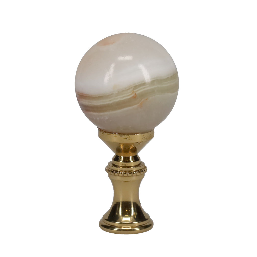 2-1/4" Tall Brass Finial, 1-1/8" Agate Stone Quartz, 1/4-27F Tap (15199)