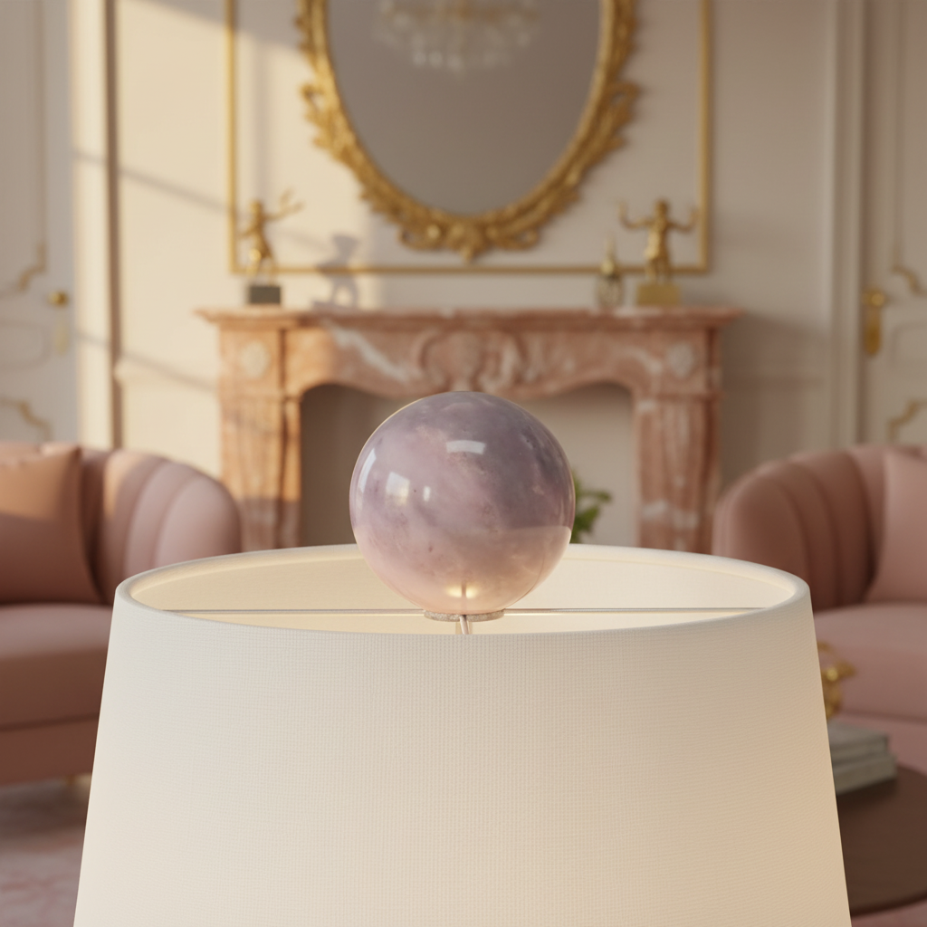 1-5/16" Diameter Finial, Marble Stone Grey & Pink, 1/4-27F Tap (15201PK)
