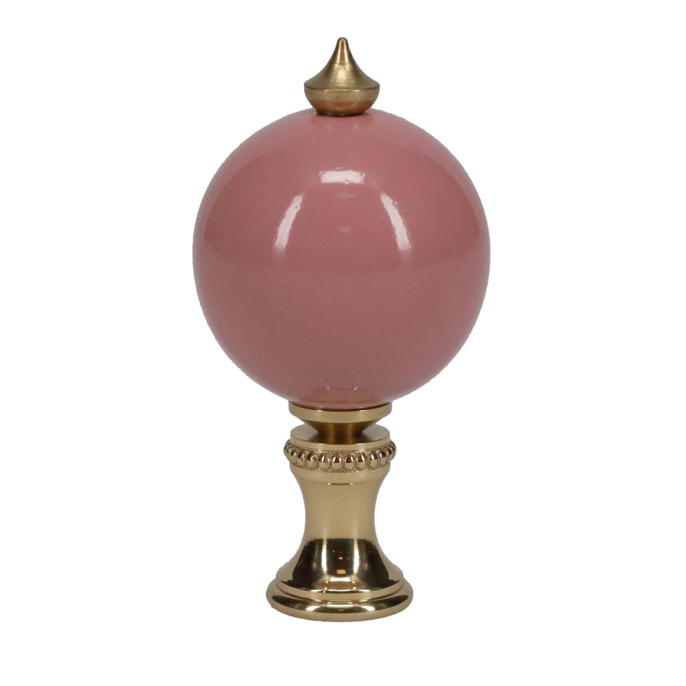 2-1/2" Tall Brass Finial, 1-1/4" Diameter Dark Pink Ceramic Ball, 1/4-27F Tap (15202DP)