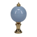 2-1/2" Tall Brass Finial, 1-1/4" Diameter Light Blue Ceramic Ball, 1/4-27F Tap (15202LB)