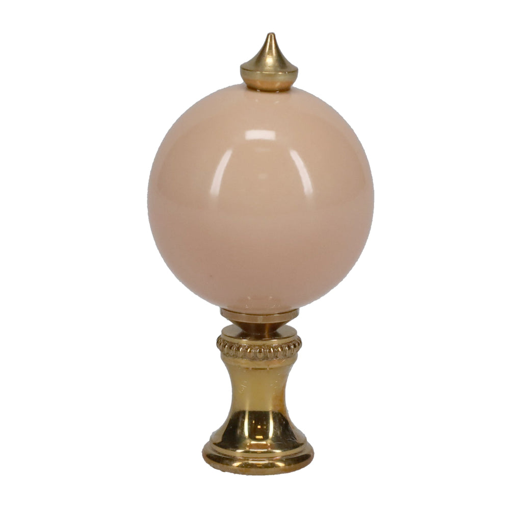 2-1/2" Tall Brass Finial, 1-1/4" Diameter Tan Ceramic Ball, 1/4-27F Tap (15202TN)