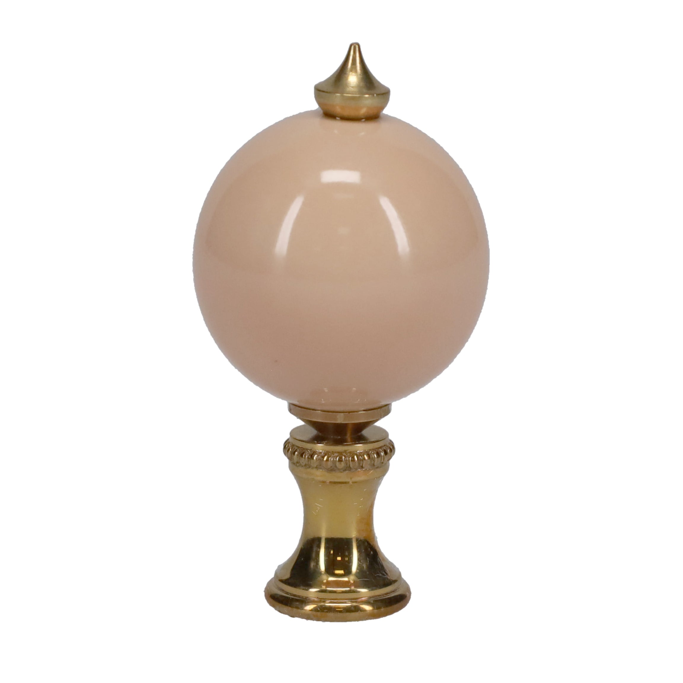 2-1/2" Tall Brass Finial, 1-1/4" Diameter Tan Ceramic Ball, 1/4-27F Tap (15202TN)
