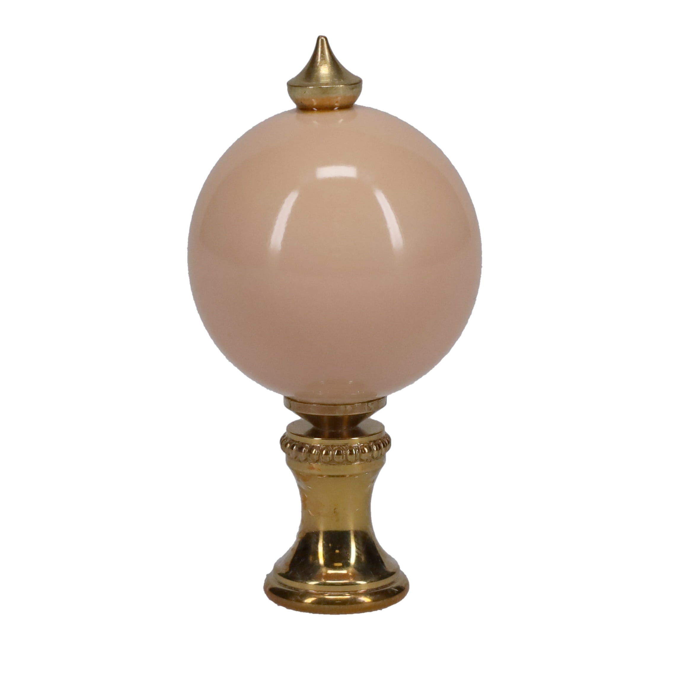 2-1/2" Tall Brass Finial, 1-1/4" Diameter Tan Ceramic Ball, 1/4-27F Tap (15202TN)