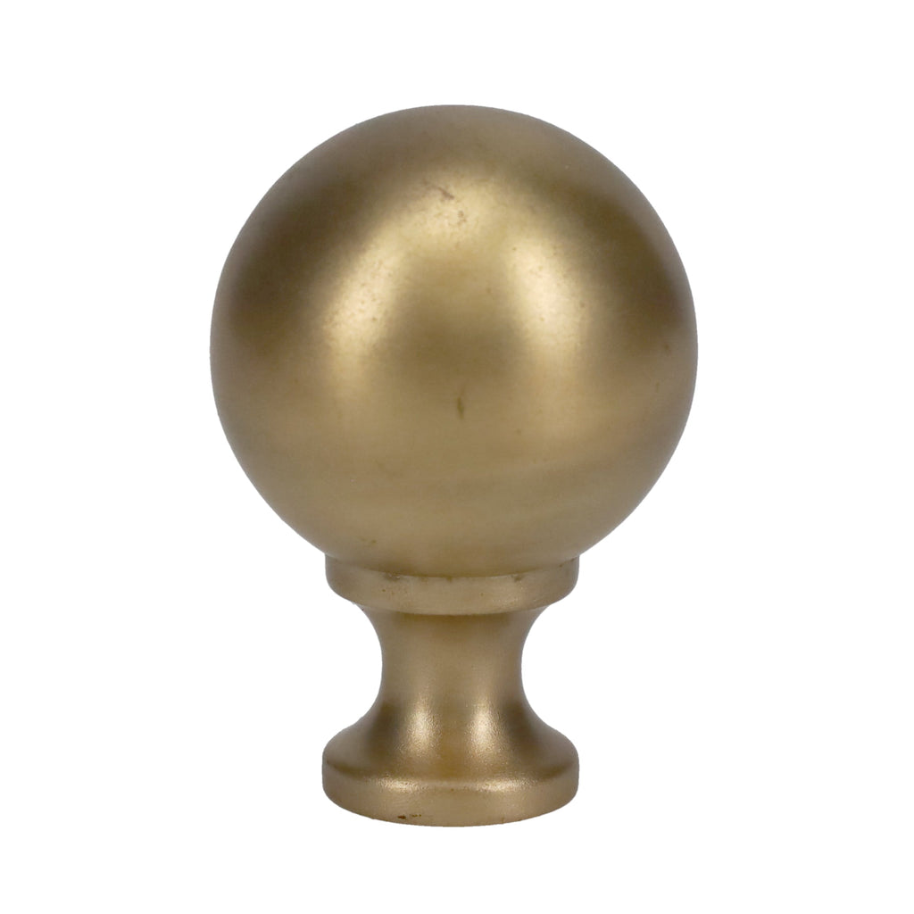 2-3/16" Tall Brass Finial, 1-1/2" Diameter Brass Ball, Unfinished, 1/4-27F Tap (15203)