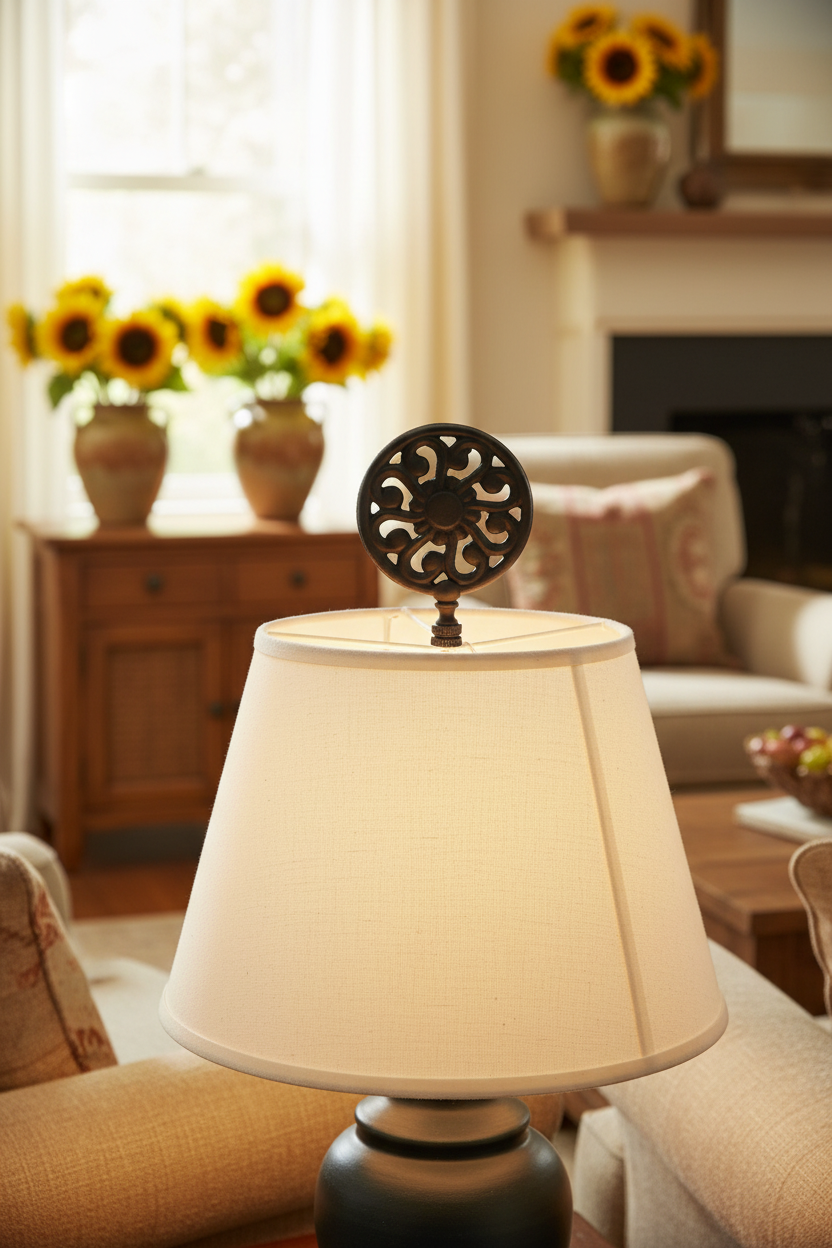 4" Tall Finial, 3" Diameter Black Sunflower Pattern, 1/4-27F Tap (15205)